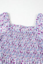 Tiered Floral Shirred High Waist Maxi Dress