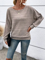 Ribbed Round Neck Long Sleeve Top