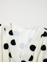 Polka Dot Surplice Puff Sleeve Mini Dress