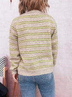 Striped Button-Up Long Sleeve Cardigan