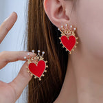 Crown Heart Stud Earrings