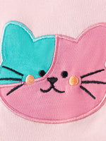 Children's Cat Embroidered Floral Tulle Dress