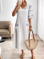 Striped V-Neck Maxi Dress