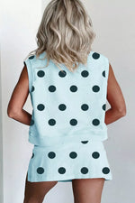Polka Dot Sleeveless Top and Skort Casual Two-Piece Set