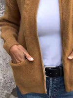 Full Size Zip Up Ribbed Knit Cardigan with Front Pockets Plus Size