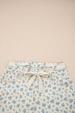 Grommet Knot Waist Floral Barrel Leg Jeans