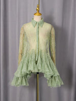 Ruffled Hem Lace Long Sleeve Dress