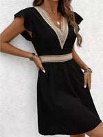 V-Neck Ruffle Sleeve Mini Dress