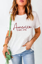 Letter Graphic Round Neck Short Sleeve T-Shirt