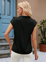 Bow Tie Cap Sleeve Blouse