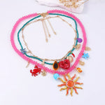 3-Piece Vibrant Summer Beach Charm Necklace