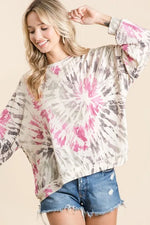 BiBi Tie Dye Print Terry Pull Over