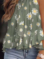 Ruffled Printed Halter Neck Cami Top