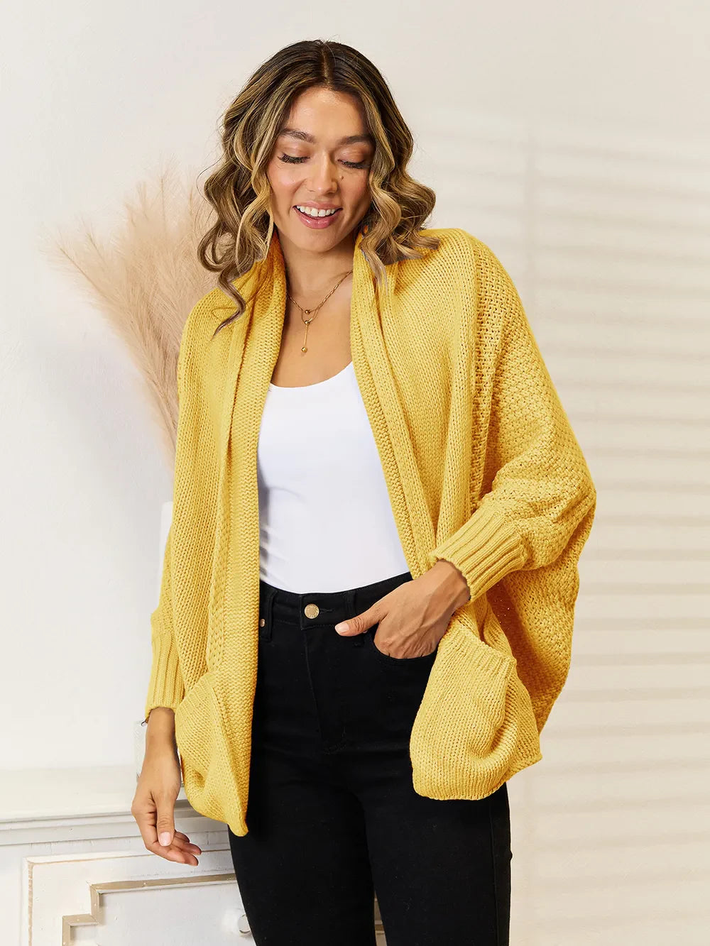 Angel Wings Open FrontCardigan with Pockets