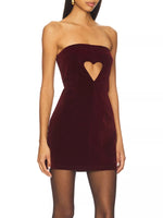 Heart Cutout Velvet Mini Dress