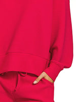 Zenana Ribbed Round Neck Pullover and Shorts Set