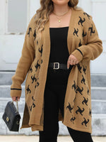 Plus Size Open Front Drop Shoulder Knit Cardigan