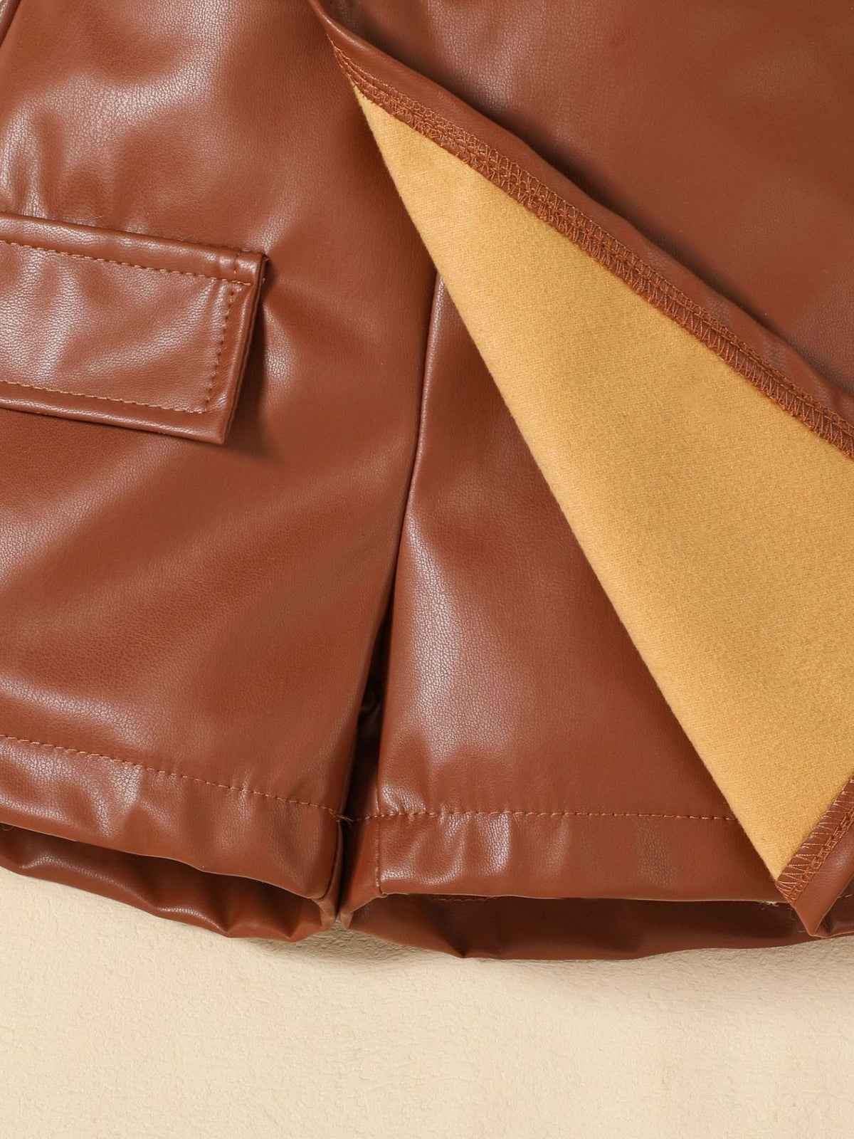 Children's Ribbed Knit Top and Leather Skirt Set