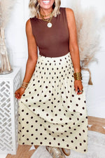 Smocked Polka Dot Maxi Skirt