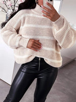 Striped Turtleneck Long Sleeve Sweater