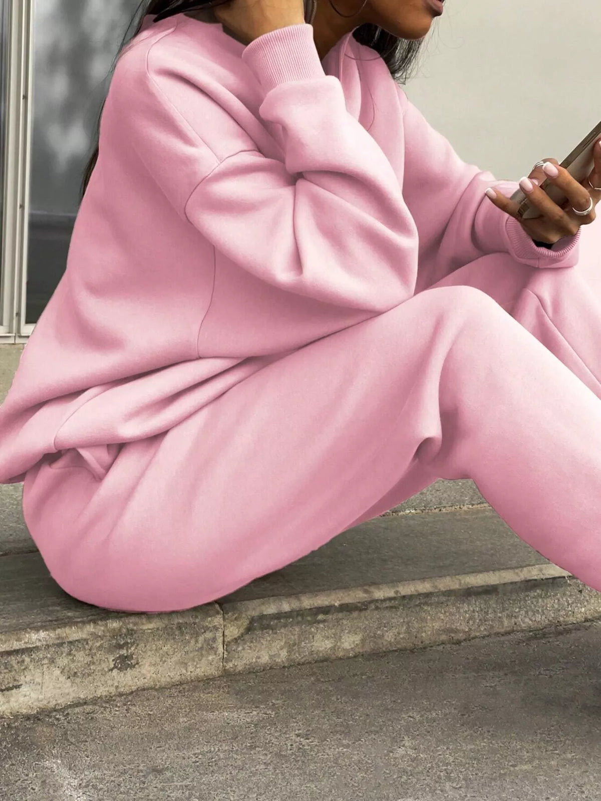 Half Zip Sweatshirt and Pants Set
