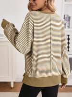 Exposed Seam Striped Contrast Sweatshirt