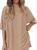 Full Size Half Sleeve T-Shirt and Shorts Set Plus Size