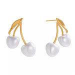 18K Gold-Plated Pearl Cherry Earrings