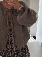 Cozy Bow-Tie Front Knit Cardigan