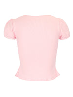 Tie-Front Puff Sleeve T-Shirt