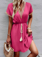 V-Neck Short Sleeve Mini Dress