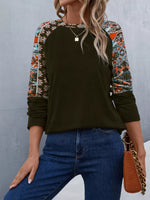 Printed Raglan Sleeve Round Neck T-Shirt