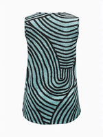 Sleeveless Zebra Print Button-Up Tank Top