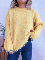 Contrast Trim Round Neck Cozy Sweater