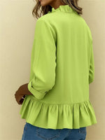 Full Size Ruffled V-Neck Long Sleeve Blouse Plus Size