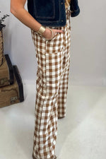 Gingham Plaid Tie Elastic Waist Shift Pants
