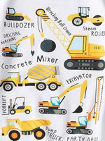 Children's Construction Vehicle Crew Neck Short Sleeve T-Shirt