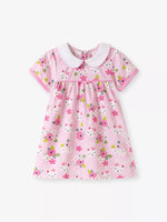 Children's Bunny & Floral Print Peter Pan Collar Dress