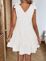 Ruffled Hem Tie Shoulder Dress
