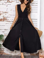 Full Size Slit V-Neck Sleeveless Dress Plus Size