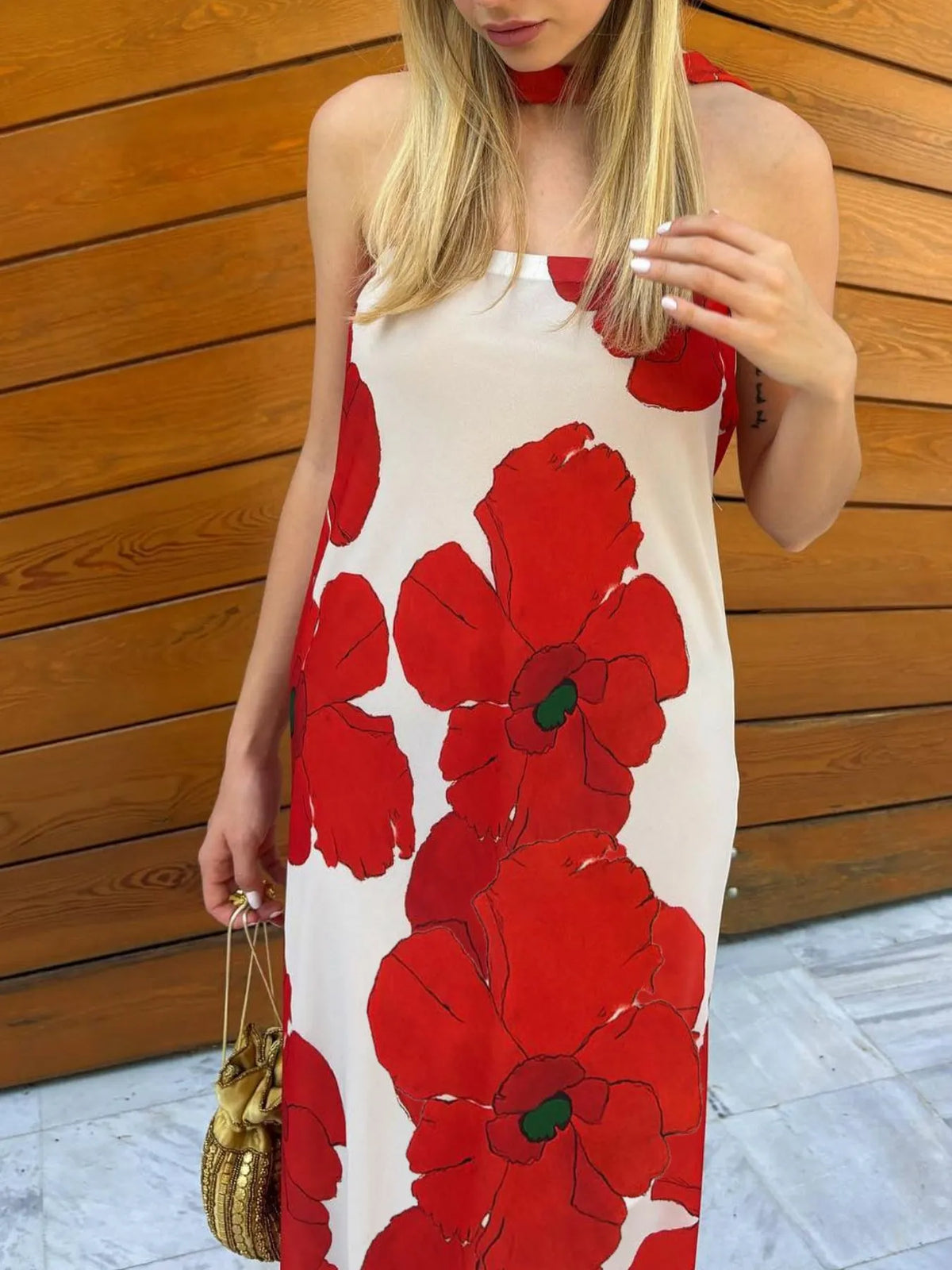 Printed Tube Maxi Dress