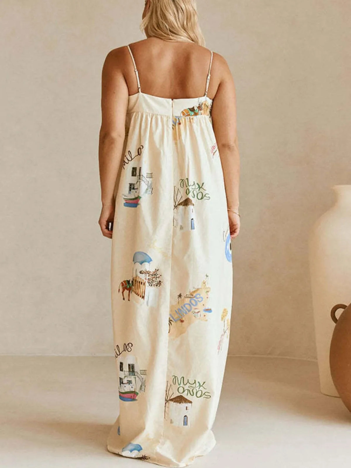 Bohemian Print Cami Maxi Dress with Pockets
