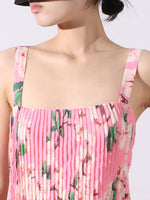Floral Print Pleated Maxi Dress