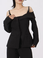 Ruffled Cold Shoulder Long Sleeve Outerwear