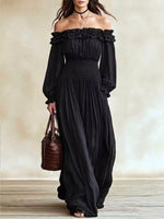 Full Size Off-Shoulder Ruffled Maxi Dress with Smocked Waist Plus Size
