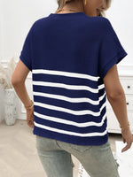 Striped Round Neck Short Sleeve Sweater