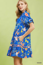 Umgee Floral Ruffle Hem Mini Dress