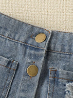 Children's Smocked Top and Distressed Denim Skirt Set