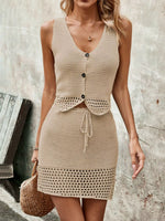 Crochet Knit Vest and Skirt Set