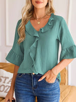 Ruffled Flounce Sleeve Blouse